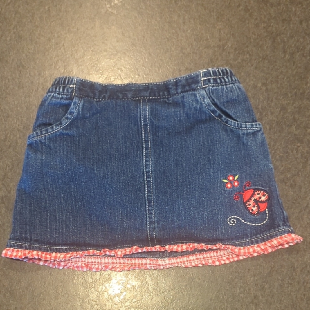 Toddler Denim Skirt With Ladybug